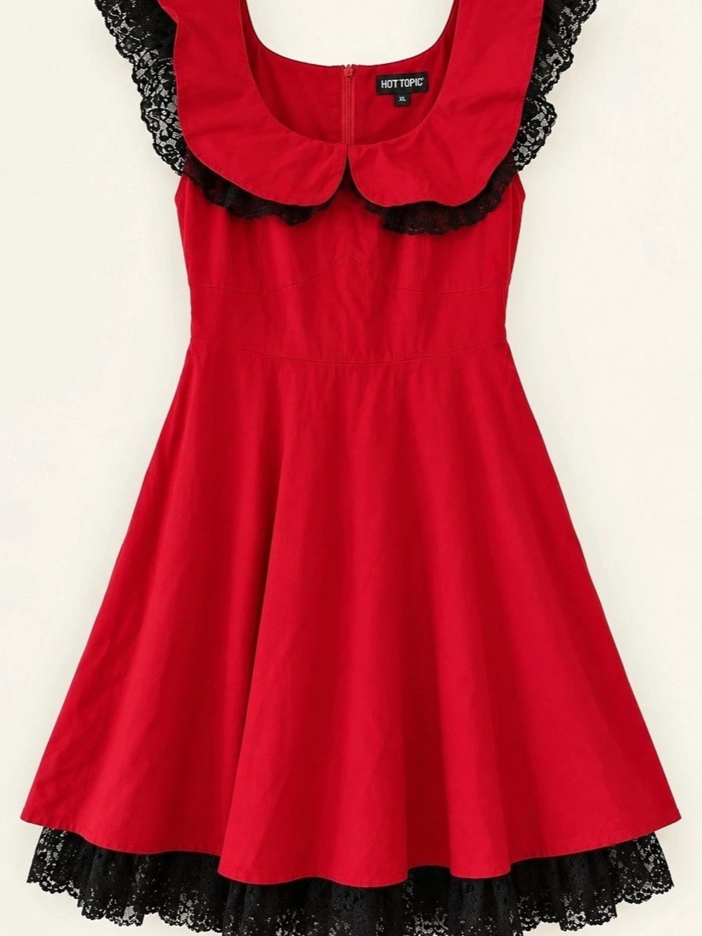 Hot Topic Red and Black Lace Dress Red & Black Mini Dress